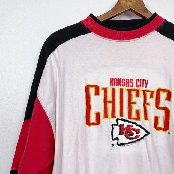 Vintage Kansas City KC Chiefs Logo Athletic Long Sleeve T-Shirt XL Red Black - Picture 2 of 8